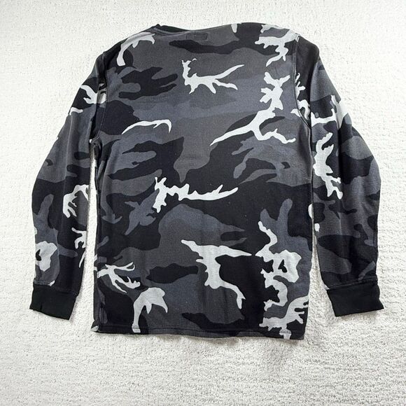Chaps Ralph Lauren Waffle Knit Long Sleeve Black Camo T Shirt - Men’s US L - Picture 2 of 8
